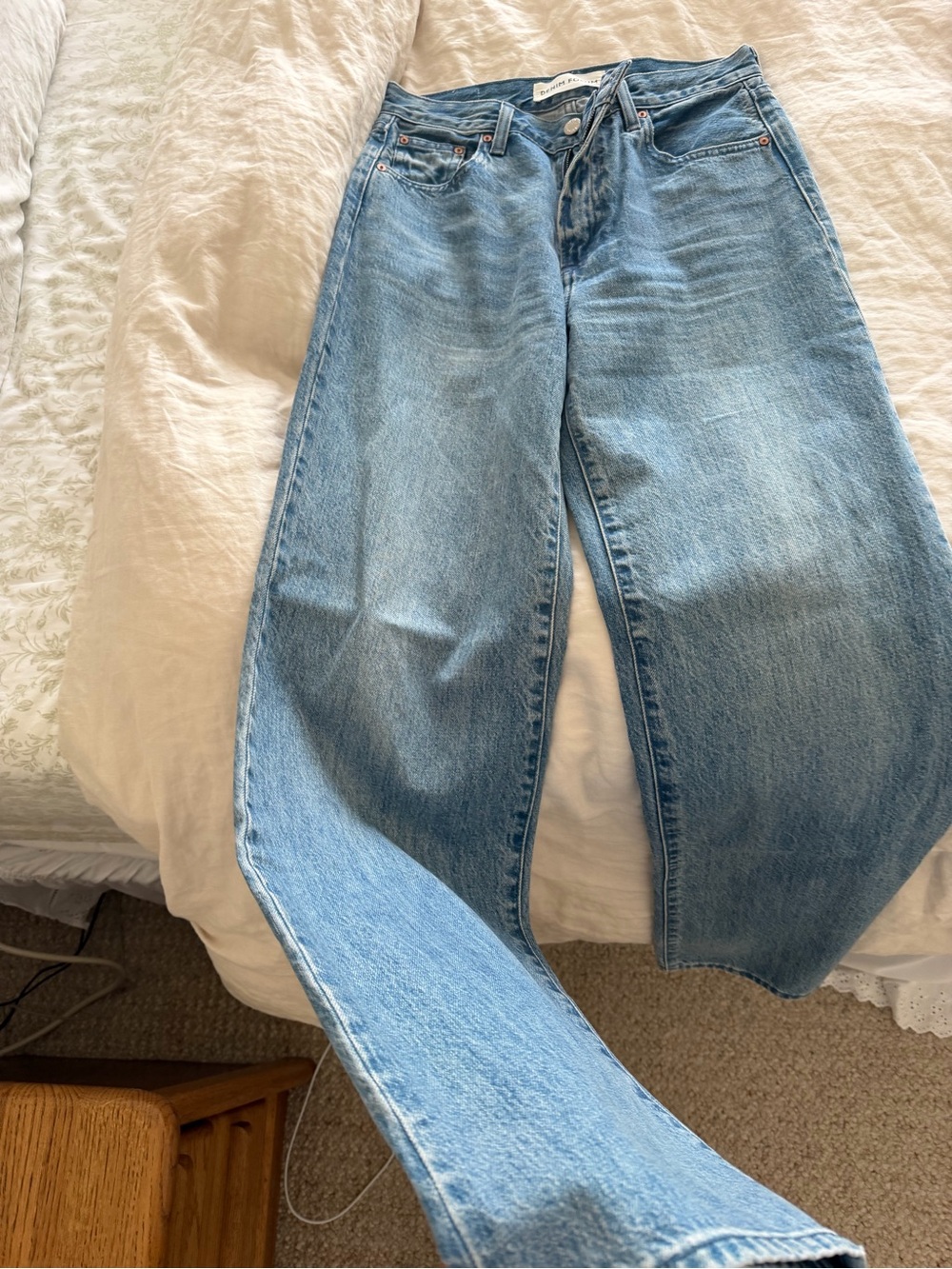 Denim Forum Light Blue Straight Leg Jeans